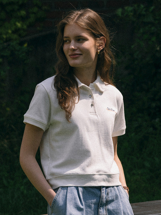 [TILLIDIE] Terry collar T-shirt(Ivory)