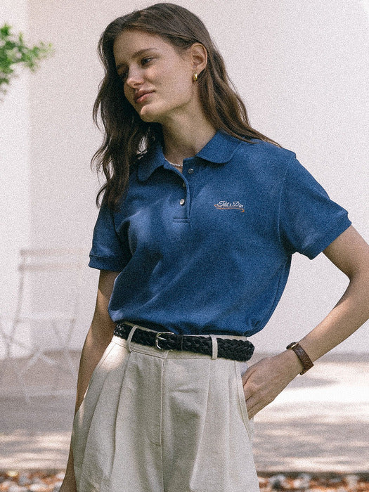 Tillidie Terry collar T-shirt Blue
