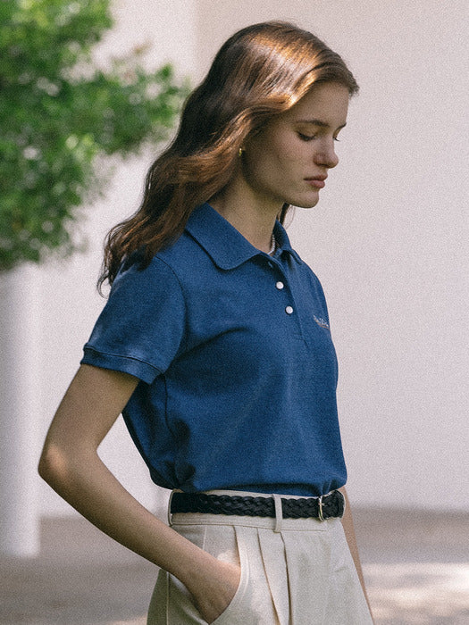 [TILLIDIE] Terry collar T-shirt(Blue)