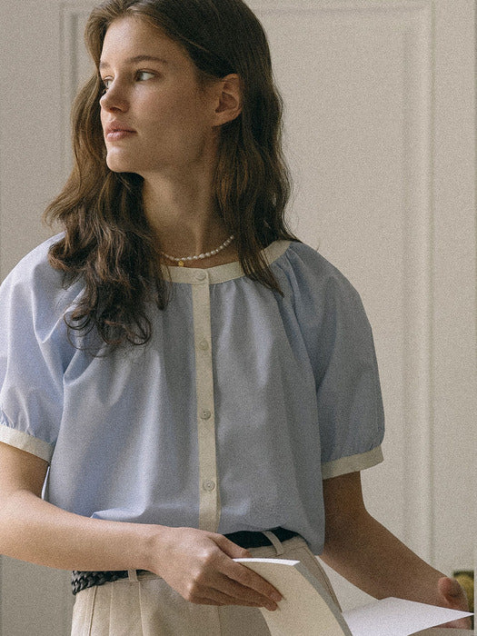 [TILLIDIE] Adorable coloring blouse(Skyblue)