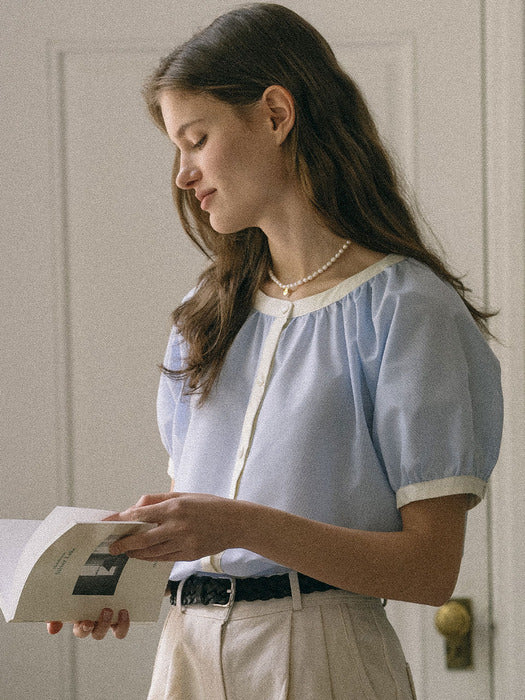 [TILLIDIE] Adorable coloring blouse(Skyblue)