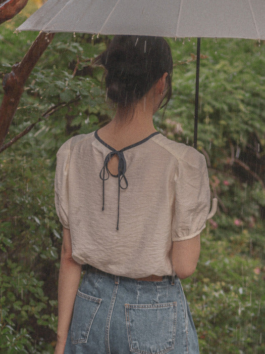 [TILLIDIE] Witty Back ribbon blouse(Yellow)