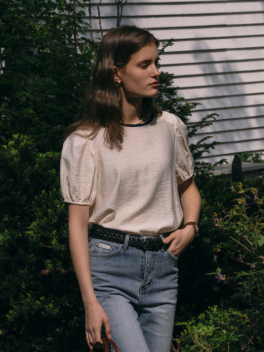 [TILLIDIE] Witty Back ribbon blouse(Yellow)