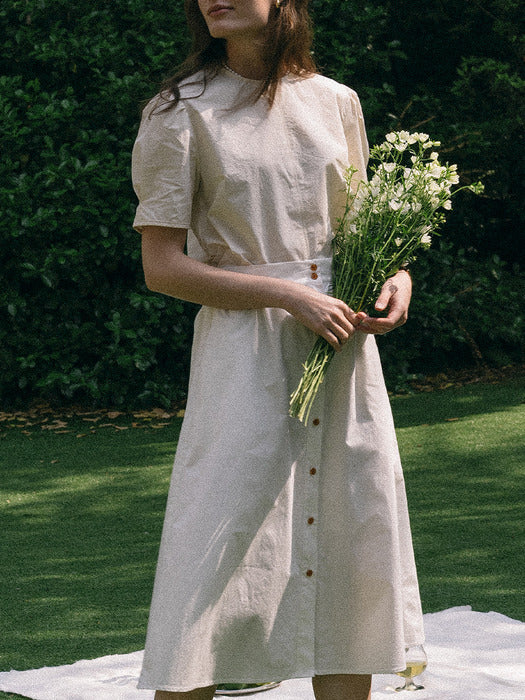 [TILLIDIE] Melody side shirring puff blouse(Cream)