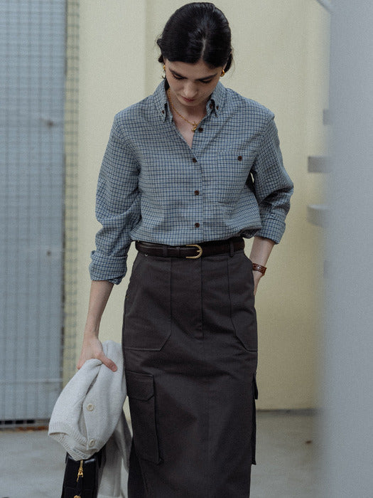 [TILLIDIE] H-line cargo skirt(Gray)