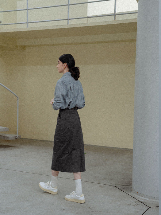 [TILLIDIE] H-line cargo skirt(Gray)