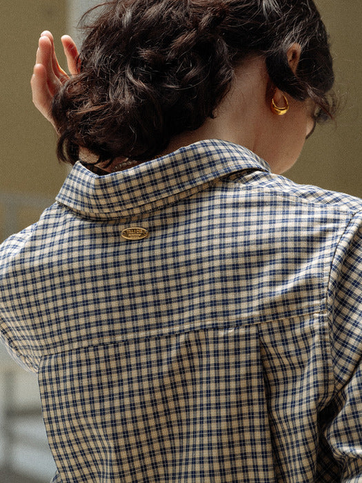 [TILLIDIE] Classic grid check shirt_Navy