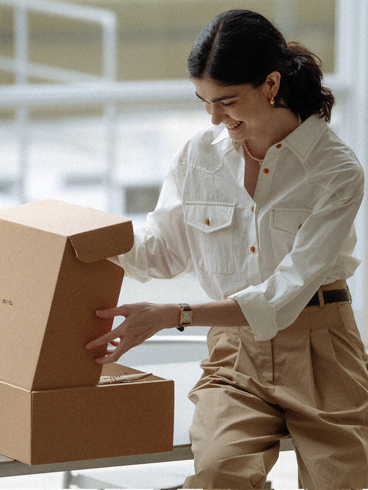 [TILLIDIE] Stitch two pocket western shirt(Ivory)