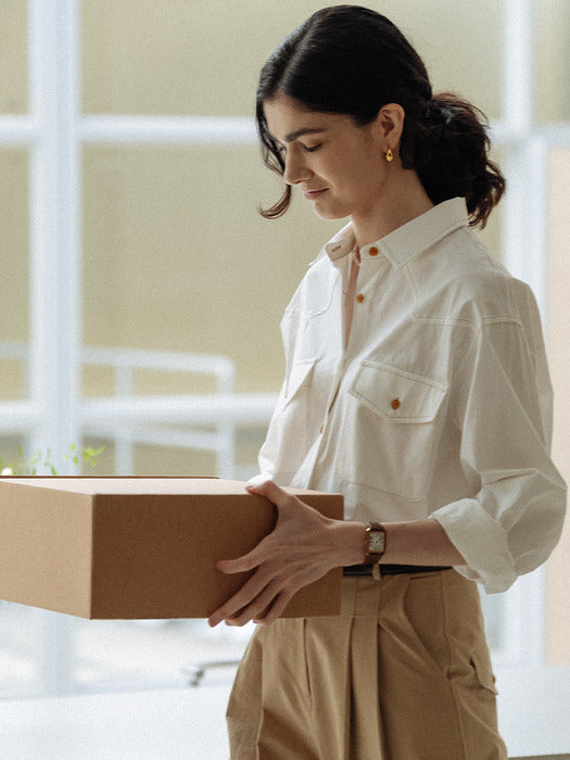 [TILLIDIE] Stitch two pocket western shirt(Ivory)