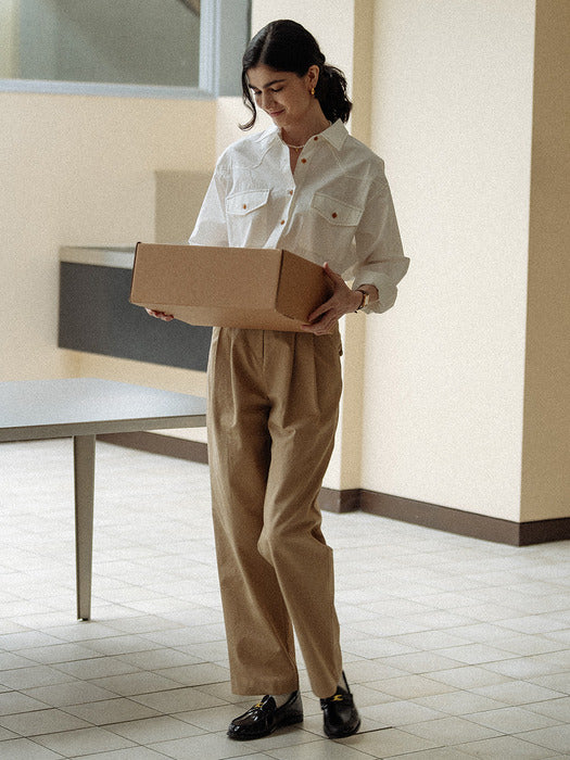 [TILLIDIE] Stitch two pocket western shirt(Ivory)