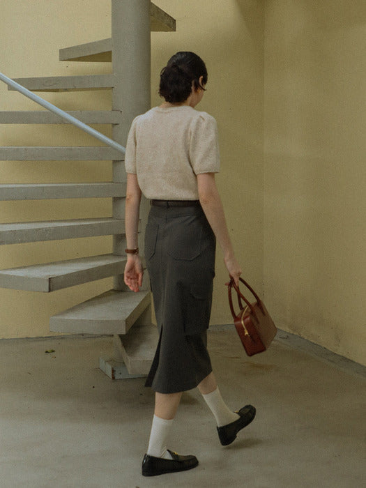 [TILLIDIE] Merino wool boucle knit cardigan_Oatmeal