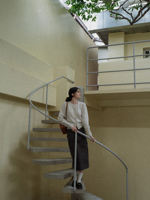 [TILLIDIE] Raglan sleeve romantic wool cardigan_Oat gray