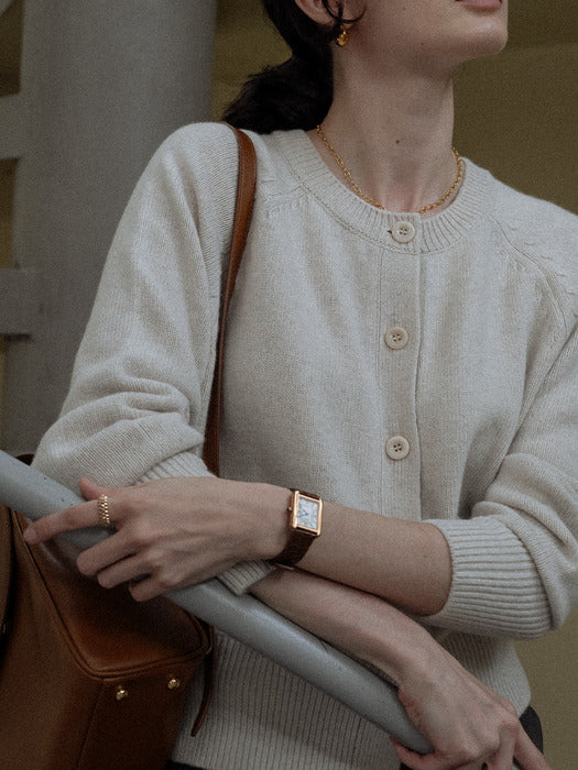 [TILLIDIE] Raglan sleeve romantic wool cardigan_Oat gray