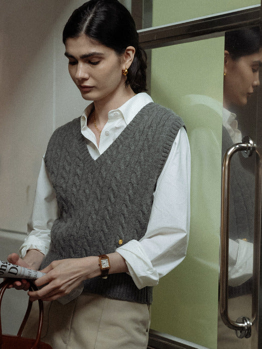 [TILLIDIE] Monica knit vest_Charcoal