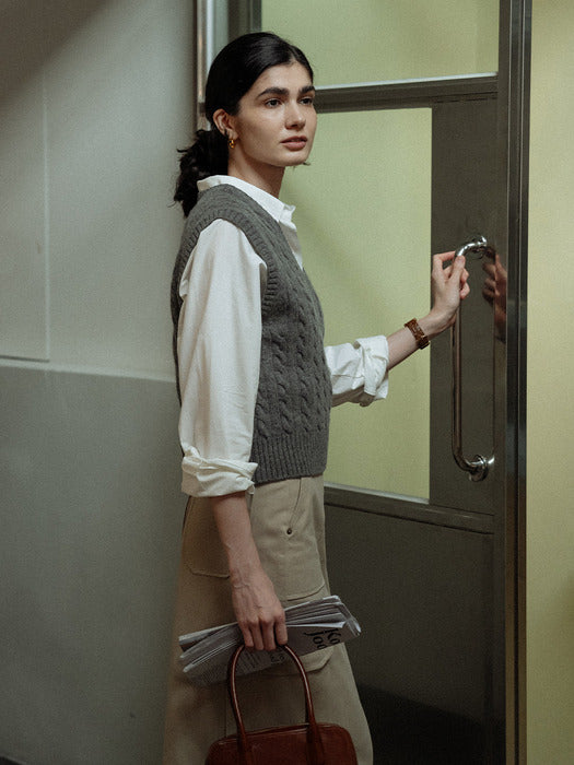 [TILLIDIE] Monica knit vest_Charcoal