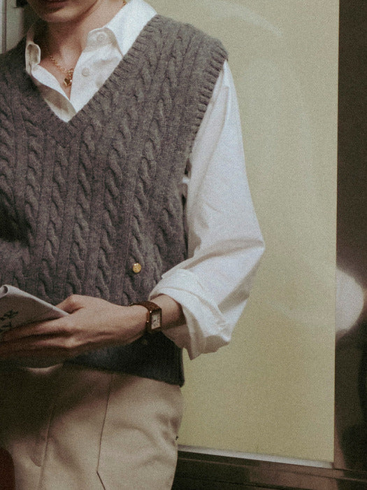 [TILLIDIE] Monica knit vest_Charcoal