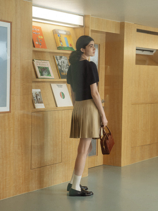 [TILLIDIE] Raccoon V-neck knit top_Navy