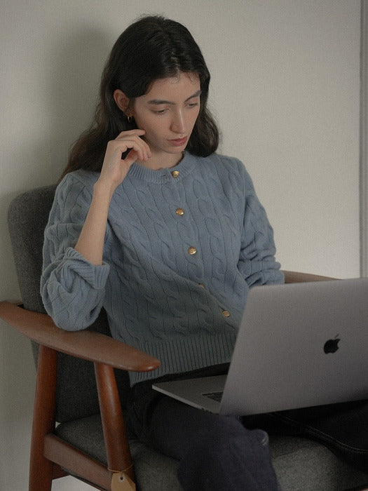 [TILLIDIE] Nina cashmere cardigan_Sky blue