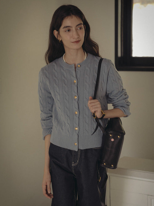 [TILLIDIE] Nina cashmere cardigan_Sky blue