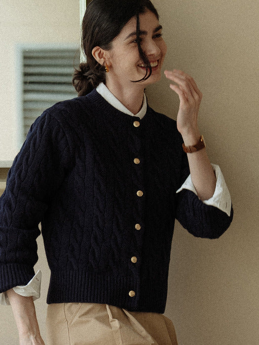 [TILLIDIE] Nina cashmere cardigan_Navy