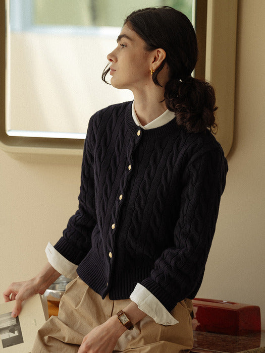[TILLIDIE] Nina cashmere cardigan_Navy