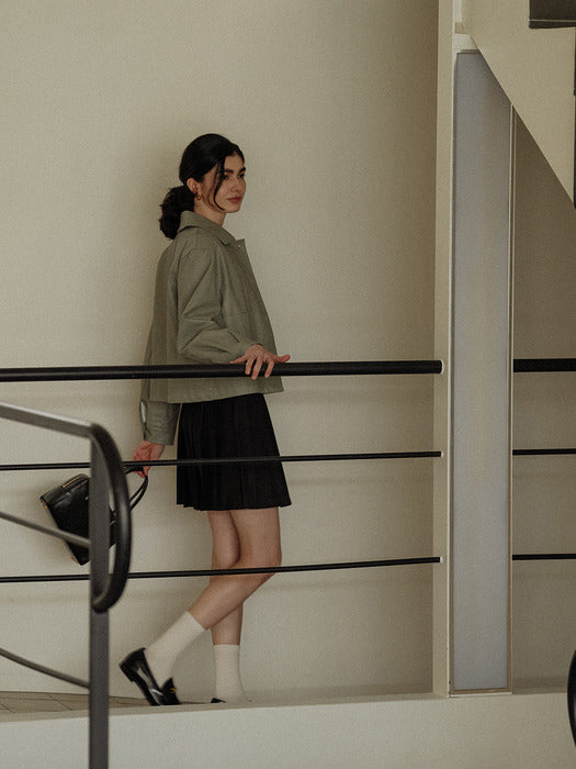 [TILLIDIE] Eco leather short jacket(Mint)