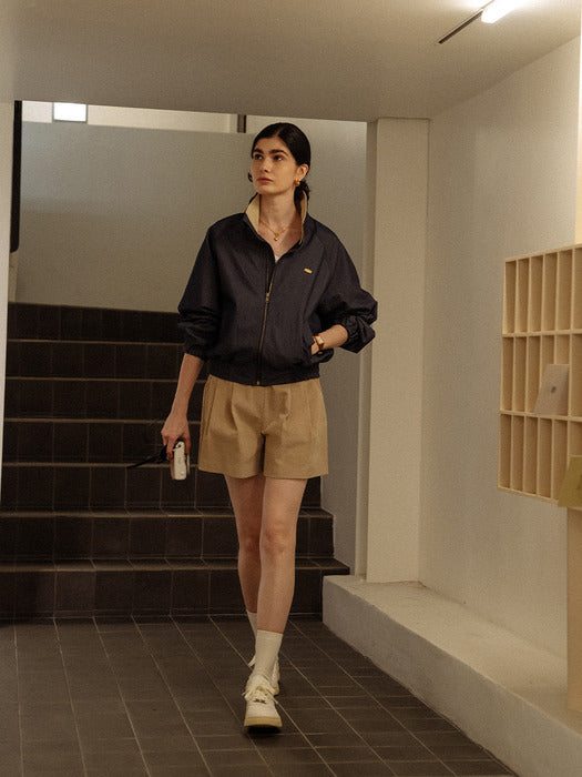 [TILLIDIE] High neck bomber jumper(Navy)