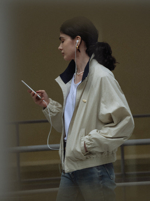 [TILLIDIE] High neck bomber jumper_Beige