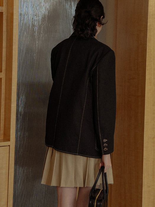 [TILLIDIE] Natural cotton stitch tailored jacket(Black)