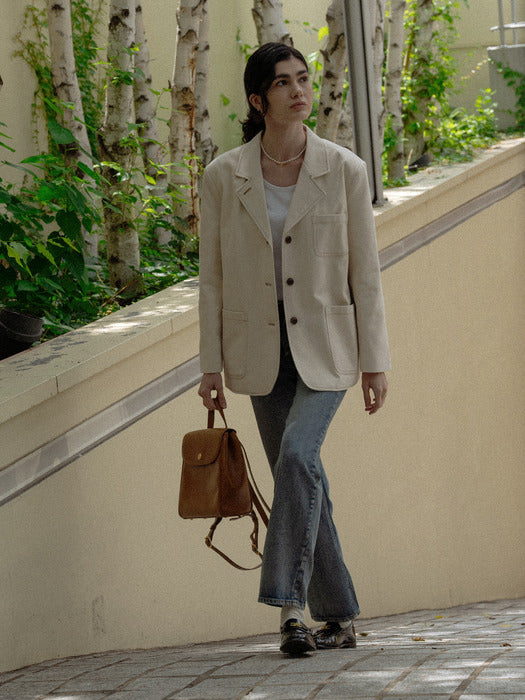 [TILLIDIE] Natural cotton stitch tailored jacket(Beige)