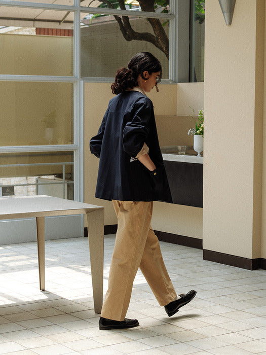 [TILLIDIE] Coloring collar point utility jacket_Dark navy