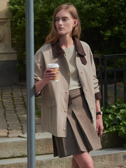 [TILLIDIE] Coloring collar point utility jacket_Beige