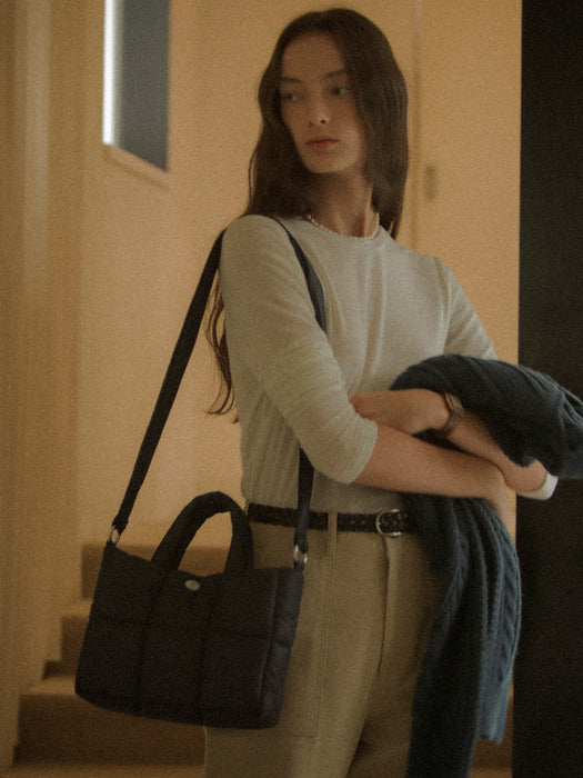 [TILLIDIE] 3-way square soft quilting bag_Navy