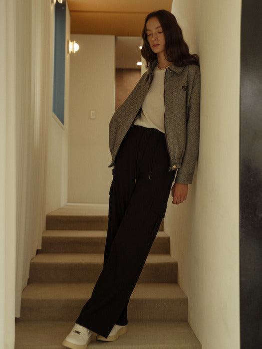 [TILLIDIE] Straight banding cargo pants(Black)