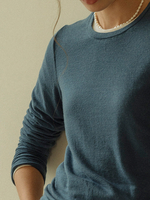 [TILLIDIE] Soft tencel basic layered t-shirt(Blue)