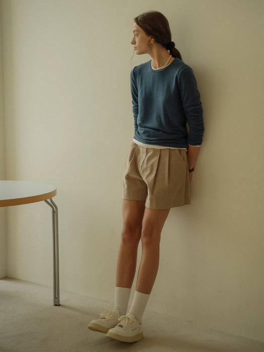 [TILLIDIE] Soft tencel basic layered t-shirt(Blue)