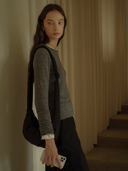 [TILLIDIE] Soft tencel basic layered t-shirt(Dark gray)