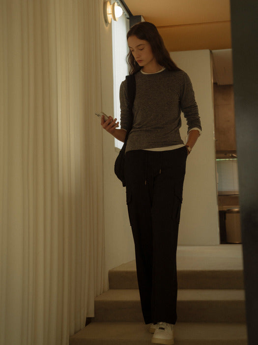 [TILLIDIE] Soft tencel basic layered t-shirt(Dark gray)