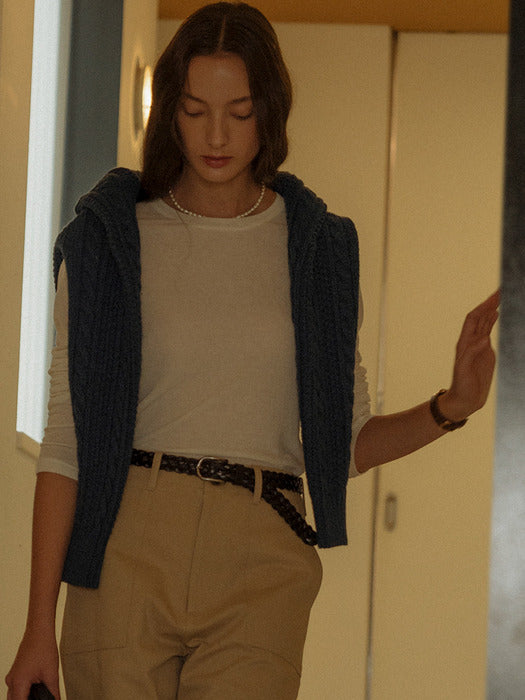 [TILLIDIE] Soft tencel basic layered t-shirt(Ivory)