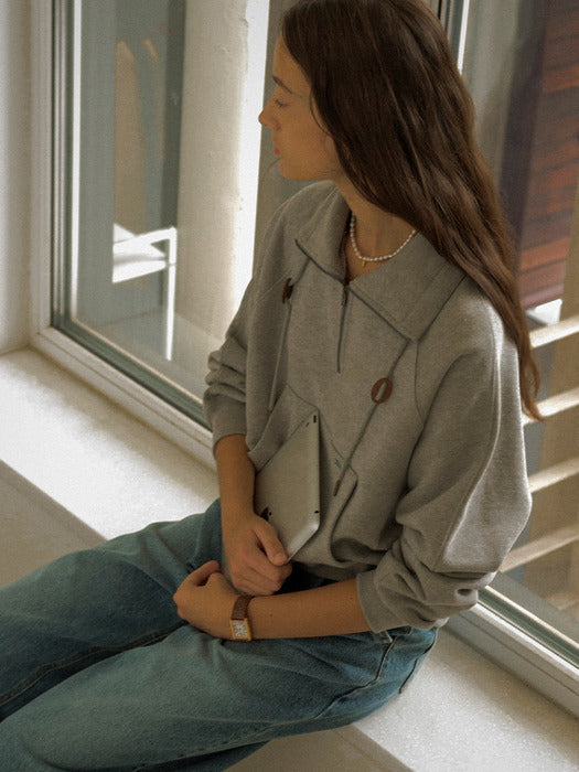 [TILLIDIE] Leather stopper point high-neck MTM_Gray