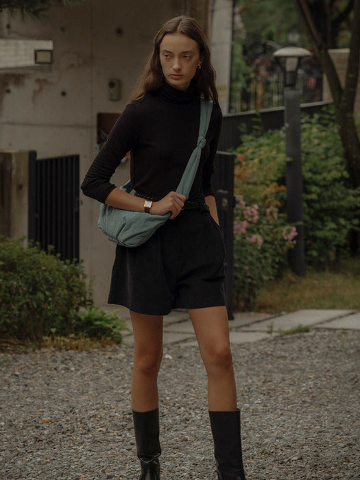 [TILLIDIE] Tencel wool blended sheer turtle neck(Black)