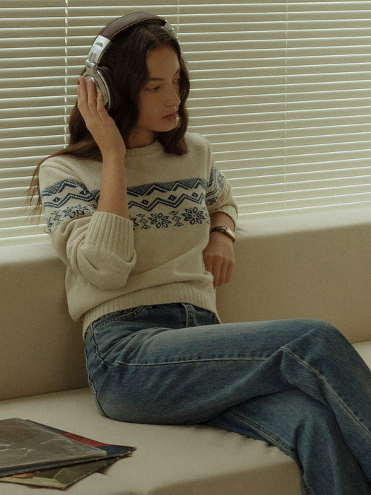 Tillidie Nordic ireland cashmere blended knit Oatmeal