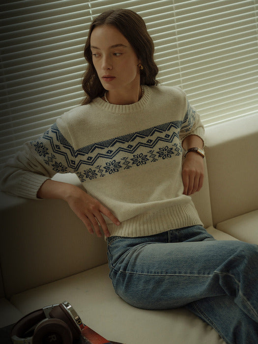 [TILLIDIE] Nordic ireland cashmere blended knit_Oatmeal