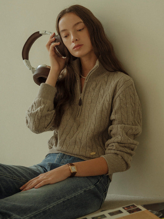 [TILLIDIE] Super fine wool cable knit_Brown