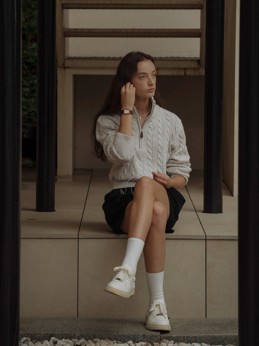 [TILLIDIE] Super fine wool cable knit_Oatmeal