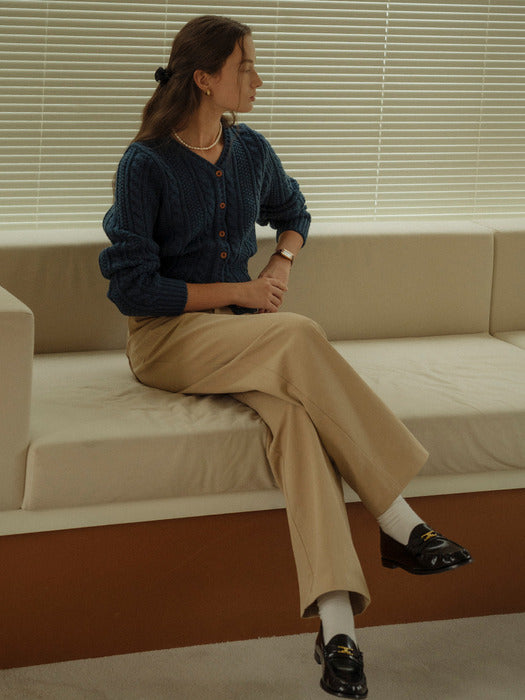 [TILLIDIE] Heritage knit cardigan(Denim)