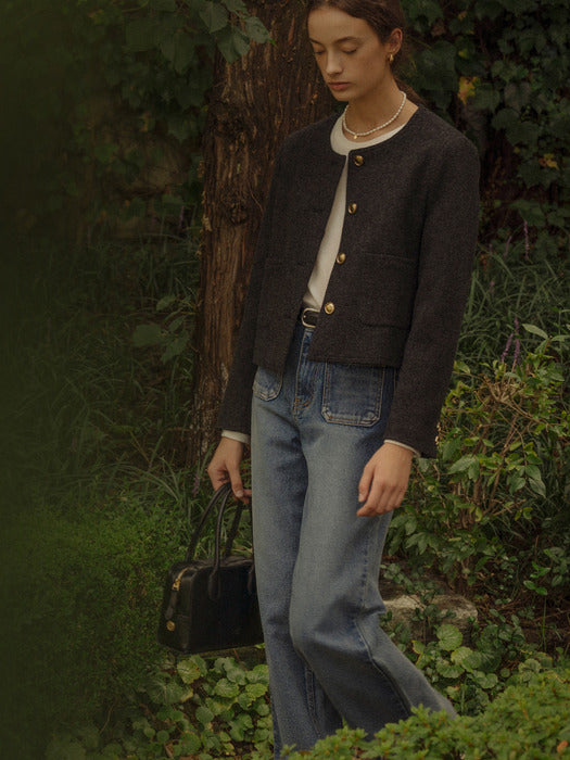 [TILLIDIE] Melange premium wool jacket(Black)