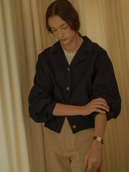 [TILLIDIE] Double collar blouson(Navy)