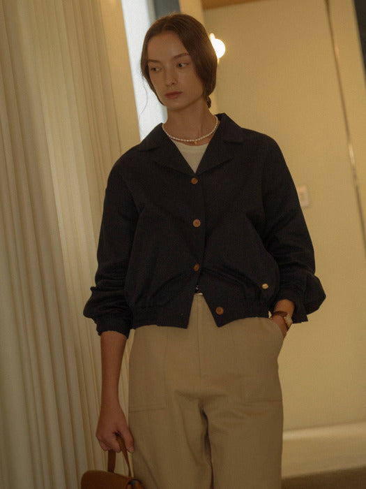 [TILLIDIE] Double collar blouson(Navy)