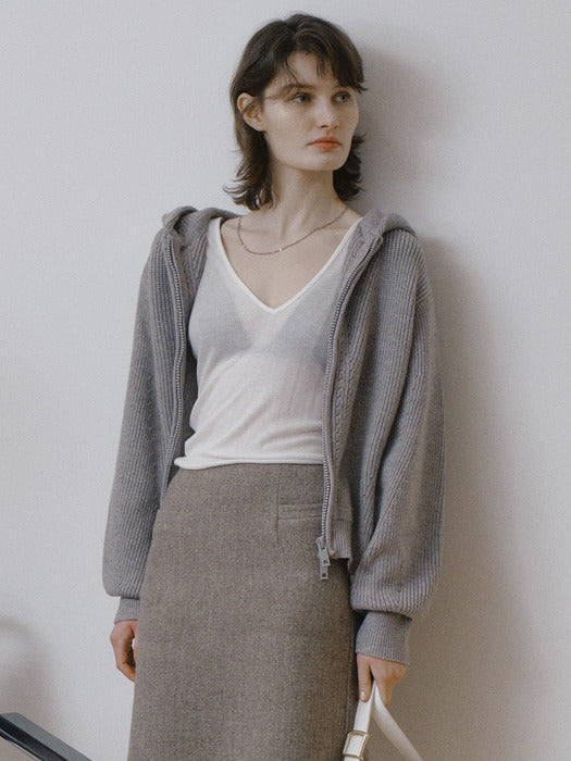 [loeuvre] Knit Zip-Up Cardigan SK3WD424-1F